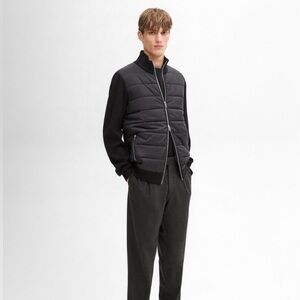 Massimo Dutti Gray Puffer Knit Bomber Jacket